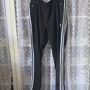 Women’s Adidas Black Track Pants with White Stripes Size XL